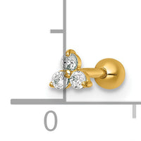 14k 18 Gauge Polished CZ Labret Stud-BD305