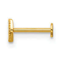 14k 18 Gauge Polished and Textured CZ Navette Labret Stud-BD307
