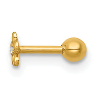 14k 18 Gauge Polished CZ Flower Labret Stud-BD309
