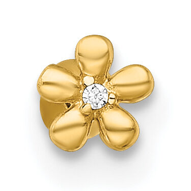 14k 18 Gauge Polished CZ Flower Labret Stud-BD309
