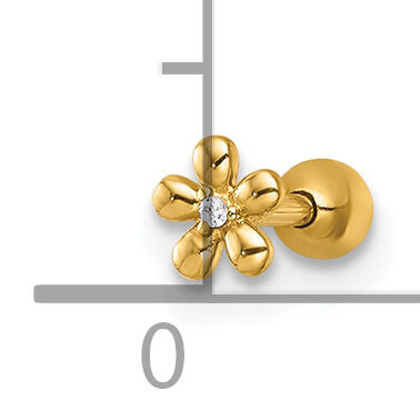 14k 18 Gauge Polished CZ Flower Labret Stud-BD309