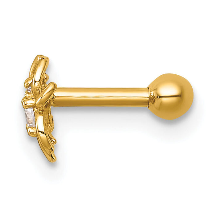 14k 16 Gauge Polished CZ Spider Labret Stud-BD310