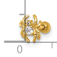 14k 16 Gauge Polished CZ Spider Labret Stud-BD310