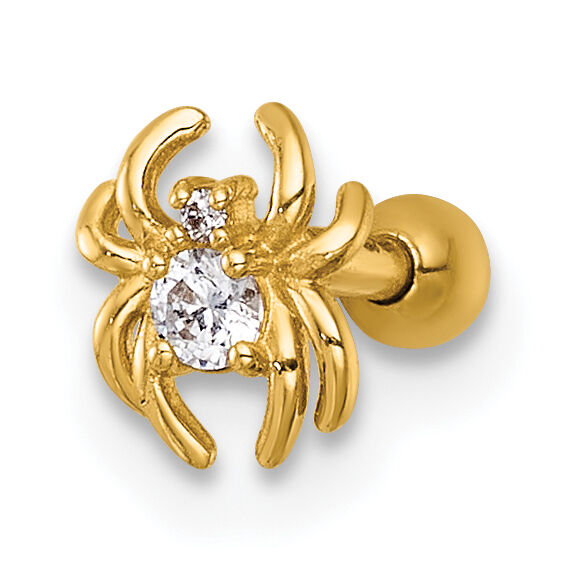 14k 16 Gauge Polished CZ Spider Labret Stud-BD310