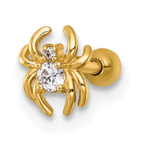14k 16 Gauge Polished CZ Spider Labret Stud-BD310