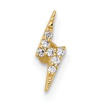14k 21 Gauge Polished CZ Lightning Bolt Labret Stud-BD314