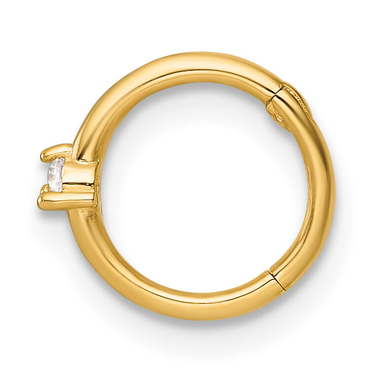 14k 18 Gauge Polished CZ 8.0mm Hinged Cartilage Ring-BD317