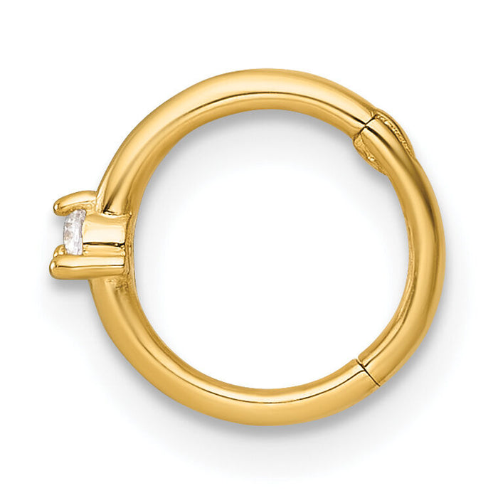 14k 18 Gauge Polished CZ 8.0mm Hinged Cartilage Ring-BD317