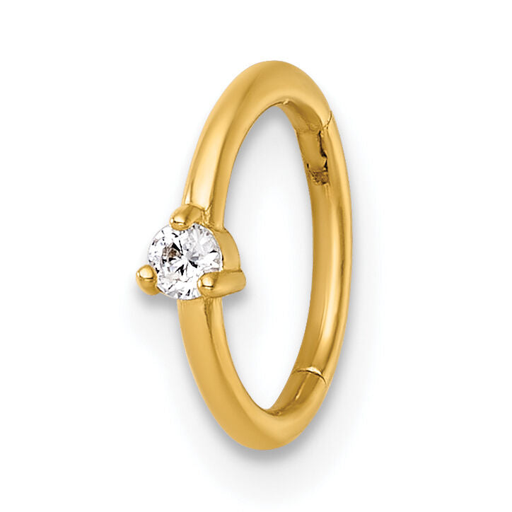 14k 18 Gauge Polished CZ 8.0mm Hinged Cartilage Ring-BD317