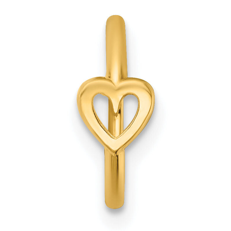 14k 16 Gauge Polished Open Heart 10.0mm Hinged Cartilage Ring-BD318