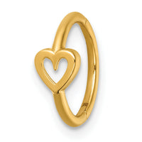 14k 16 Gauge Polished Open Heart 10.0mm Hinged Cartilage Ring-BD318