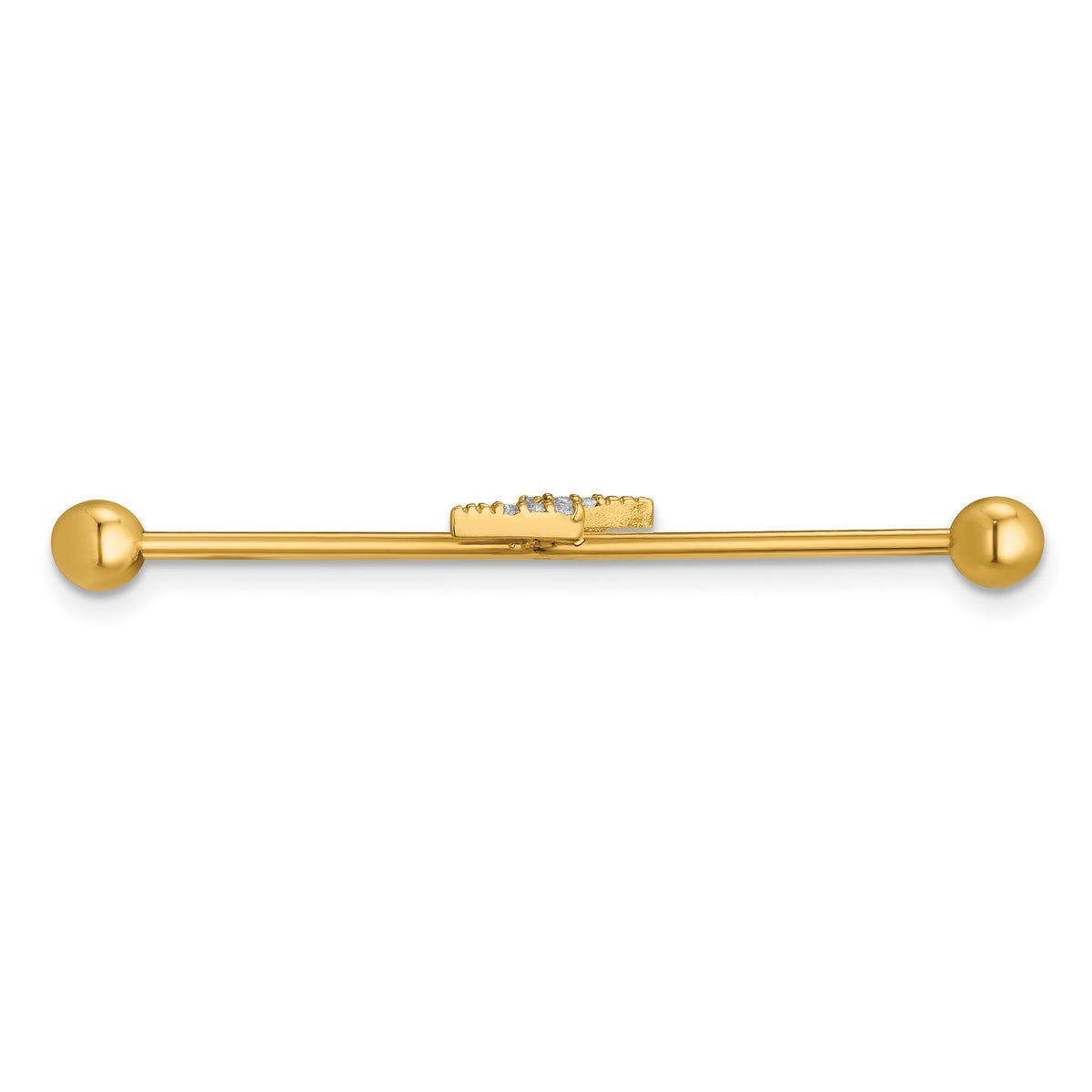 14k 16 Gauge Polished CZ Lightning Bolt Industrial Bar-BD320