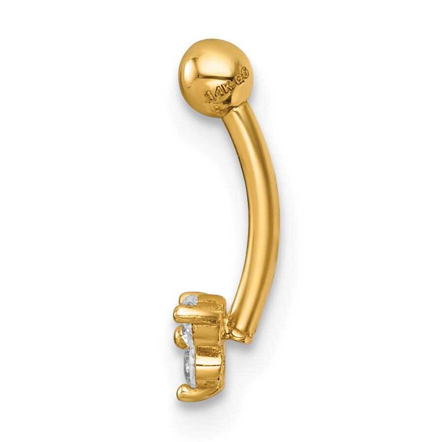 14k 16 Gauge Polished CZ Eyebrow Ring-BD322