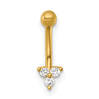 14k 16 Gauge Polished CZ Eyebrow Ring-BD322