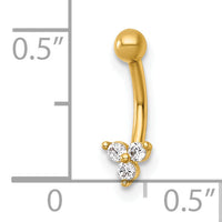 14k 16 Gauge Polished CZ Eyebrow Ring-BD322