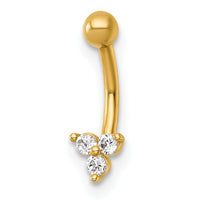 14k 16 Gauge Polished CZ Eyebrow Ring-BD322