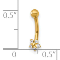 14k 16 Gauge Polished and Diamond-cut CZ Flower Eyebrow Ring-BD323