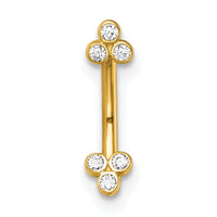 14k 16 Gauge Polished CZ Eyebrow Ring-BD324