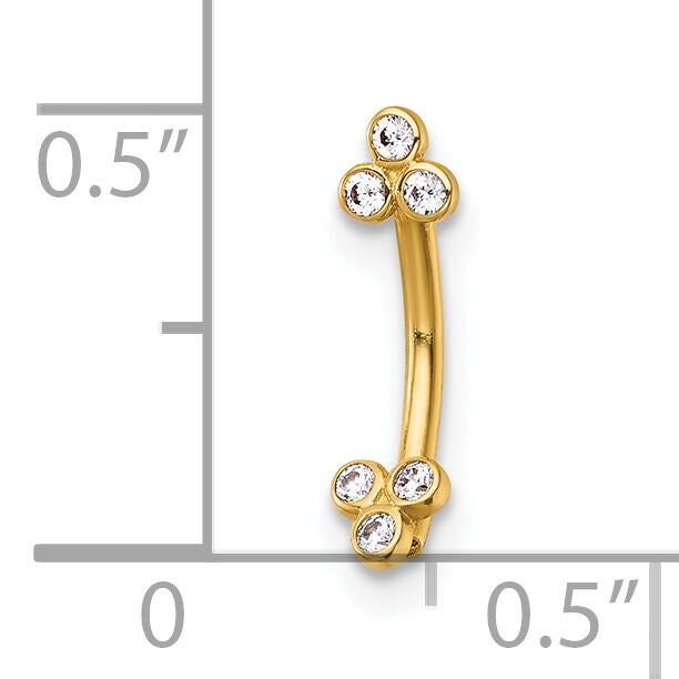 14k 16 Gauge Polished CZ Eyebrow Ring-BD324