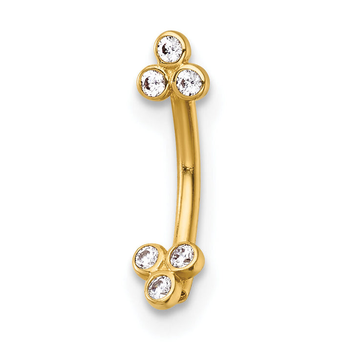 14k 16 Gauge Polished CZ Eyebrow Ring-BD324