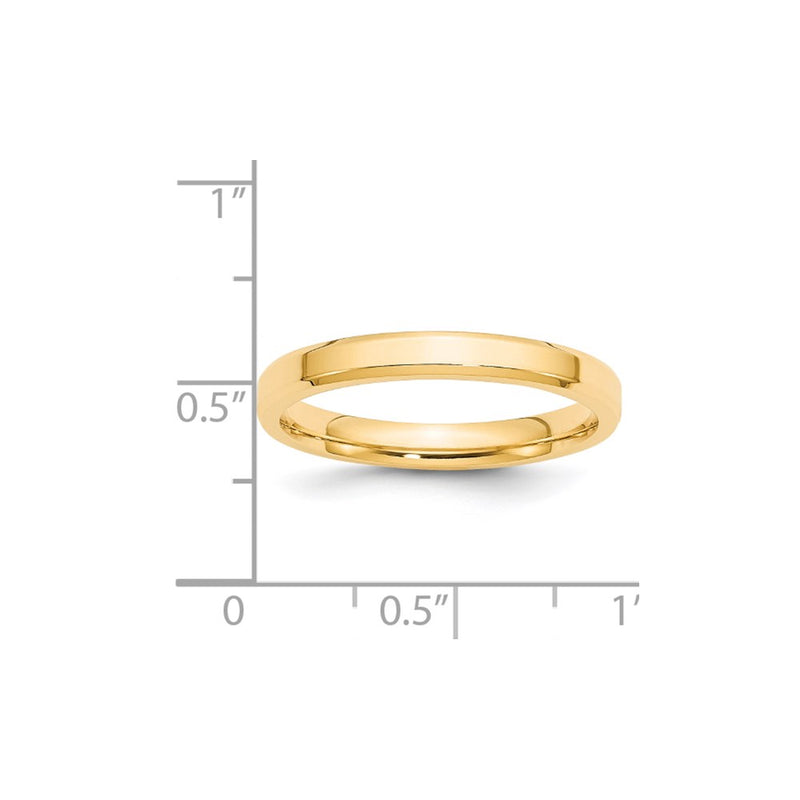 14k Yellow Gold 3mm Beveled Edge Comfort Fit Wedding Band Size 8.5-BEC030-8.5