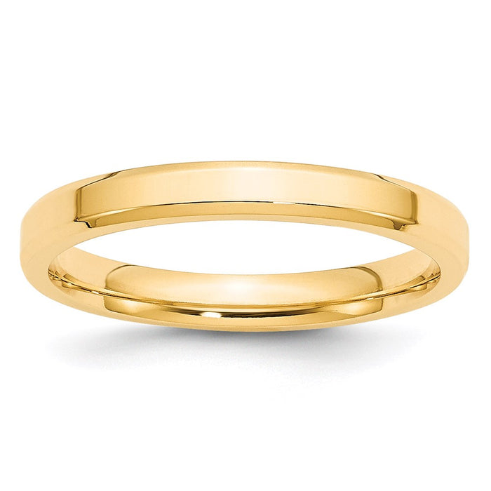 14k Yellow Gold 3mm Beveled Edge Comfort Fit Wedding Band Size 11-BEC030-11