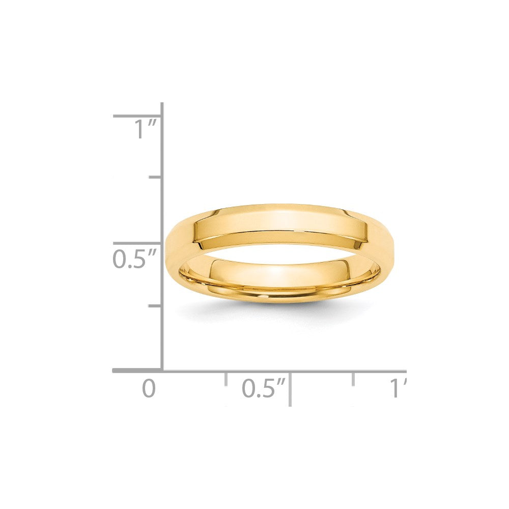 14k Yellow Gold 4mm Beveled Edge Comfort Fit Wedding Band Size 13-BEC040-13