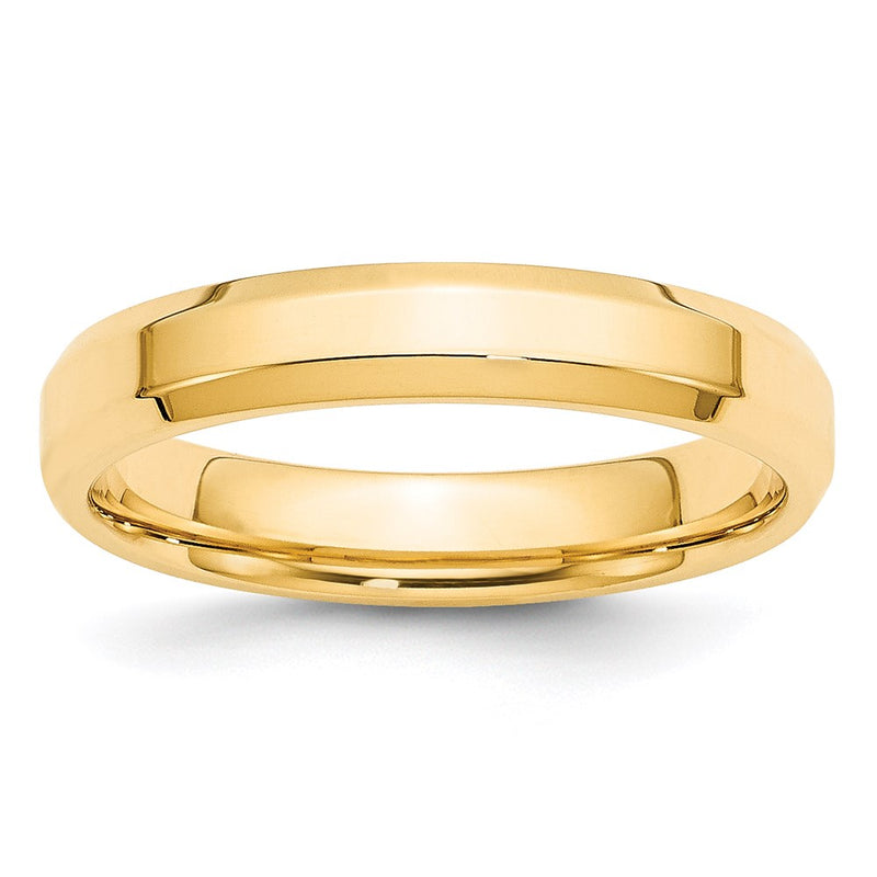 14k Yellow Gold 4mm Beveled Edge Comfort Fit Wedding Band Size 9.5-BEC040-9.5