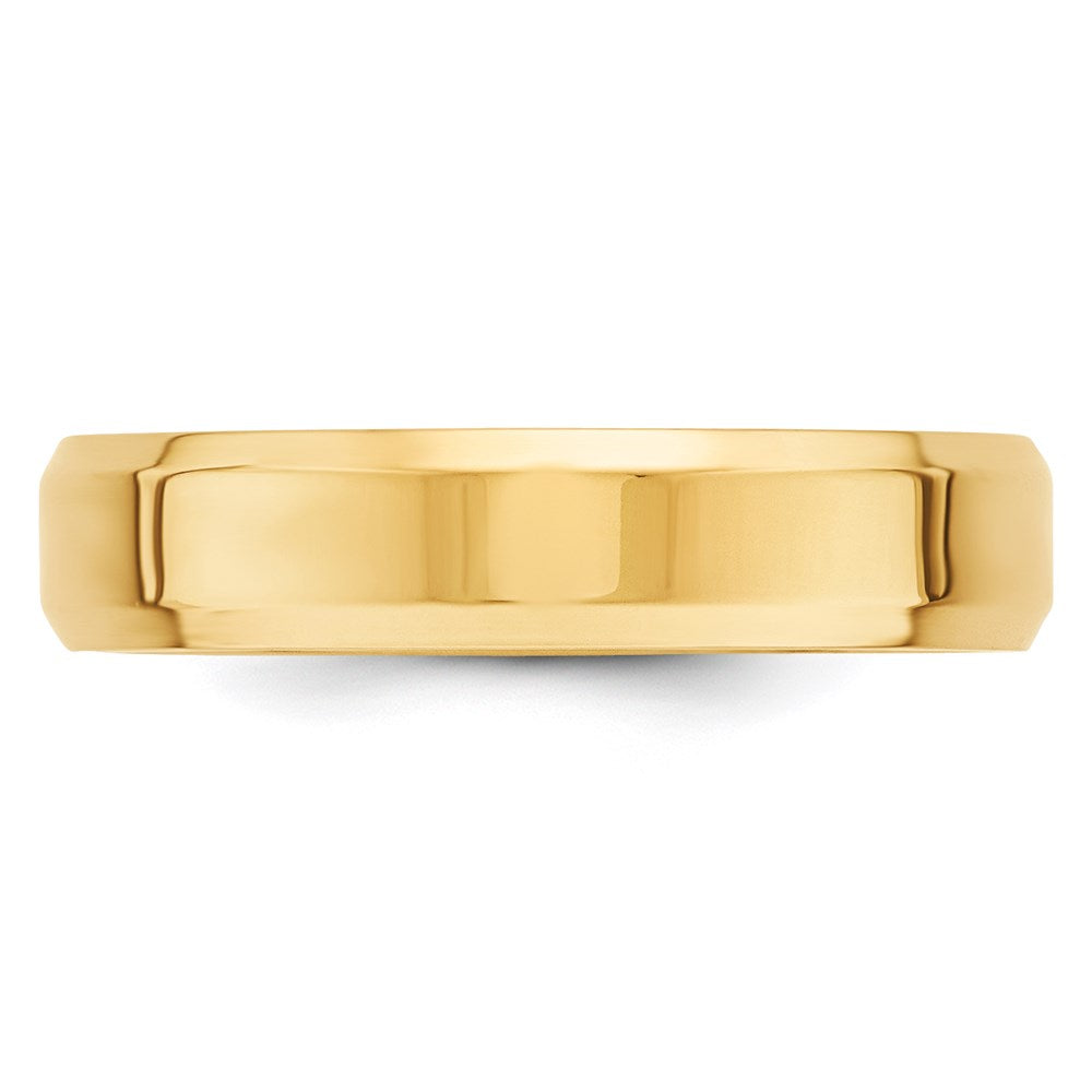 14k Yellow Gold 5mm Beveled Edge Comfort Fit Wedding Band Size 5.5-BEC050-5.5