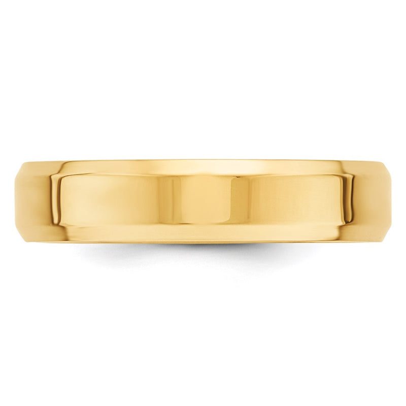 14k Yellow Gold 5mm Beveled Edge Comfort Fit Wedding Band Size 7-BEC050-7