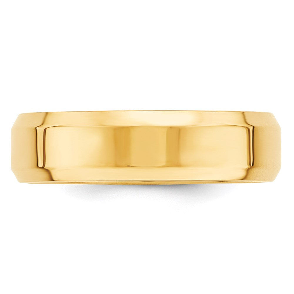 14k Yellow Gold 6mm Beveled Edge Comfort Fit Wedding Band-BEC060