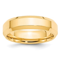 14k Yellow Gold 6mm Beveled Edge Comfort Fit Wedding Band-BEC060