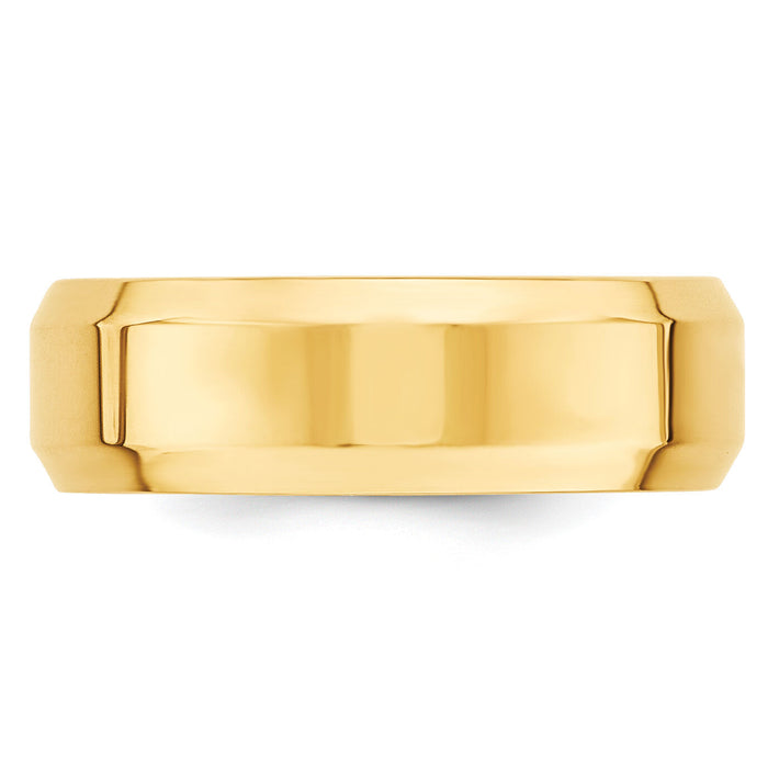 14KY 7mm Bevel Edge Comfort Fit Band-BEC070
