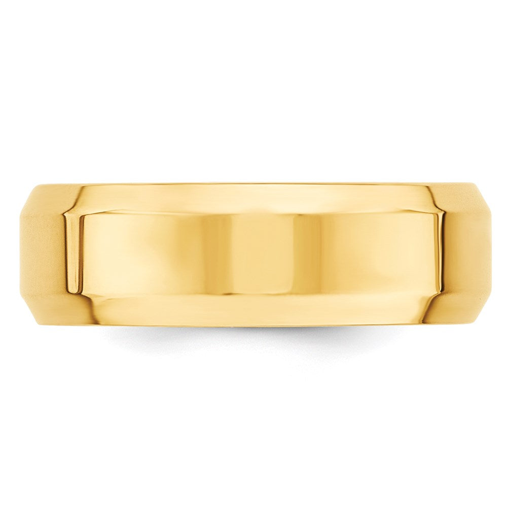 14k Yellow Gold 7mm Beveled Edge Comfort Fit Wedding Band Size 13.5-BEC070-13.5
