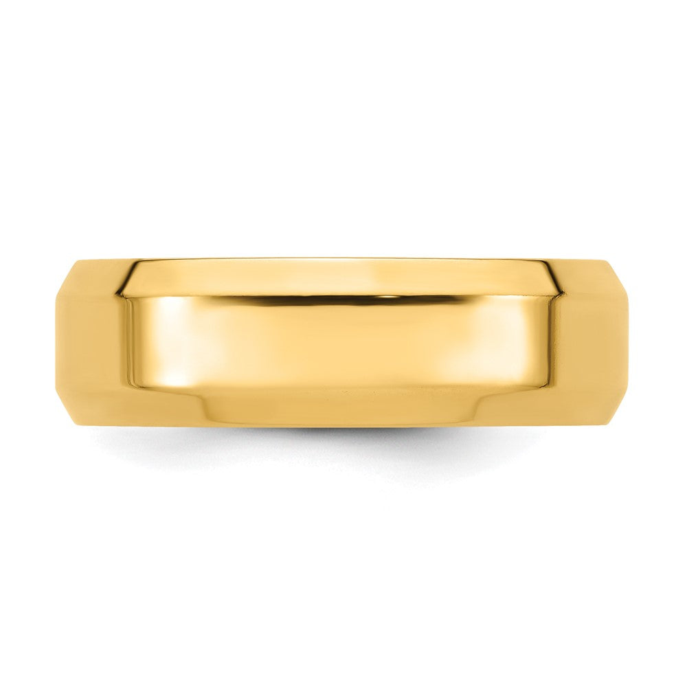 14K Rose 7mm Bevel Edge Comfort Fit Band-RBEC070