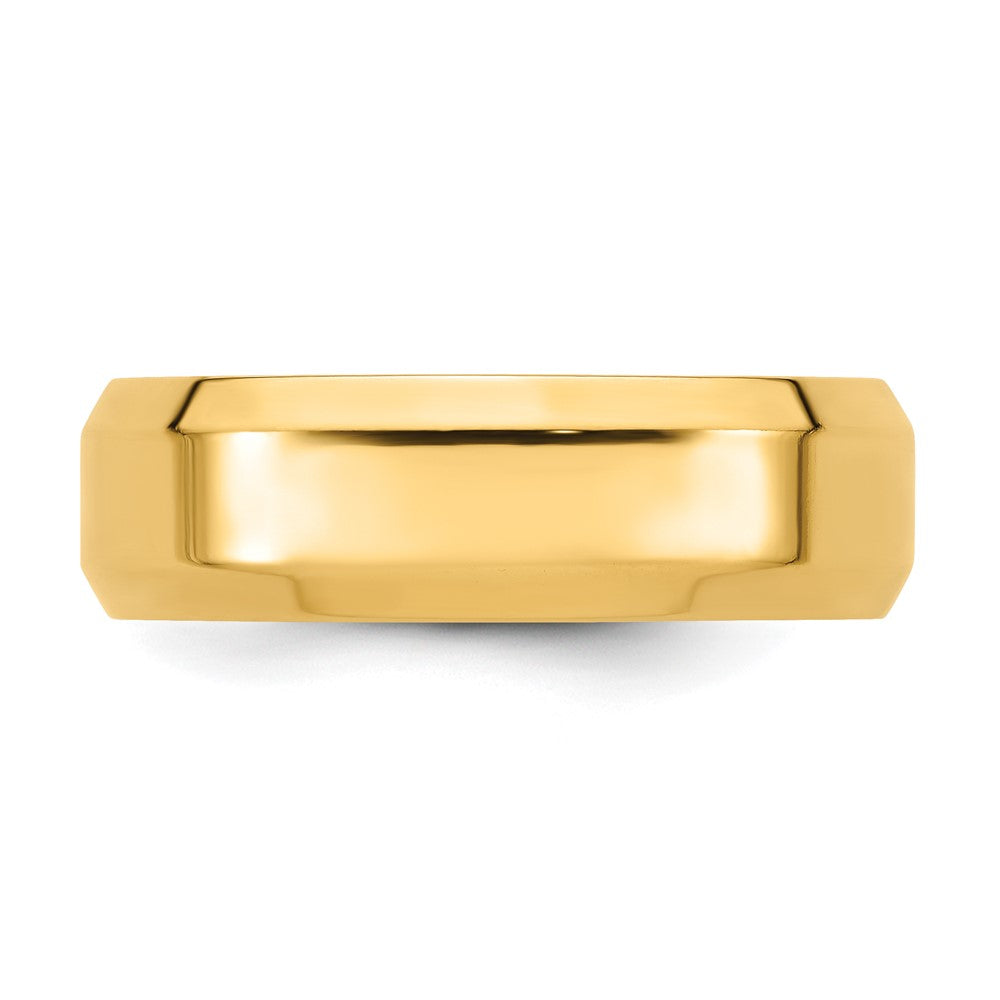 14k Yellow Gold 7mm Beveled Edge Comfort Fit Wedding Band Size 13.5-BEC070-13.5