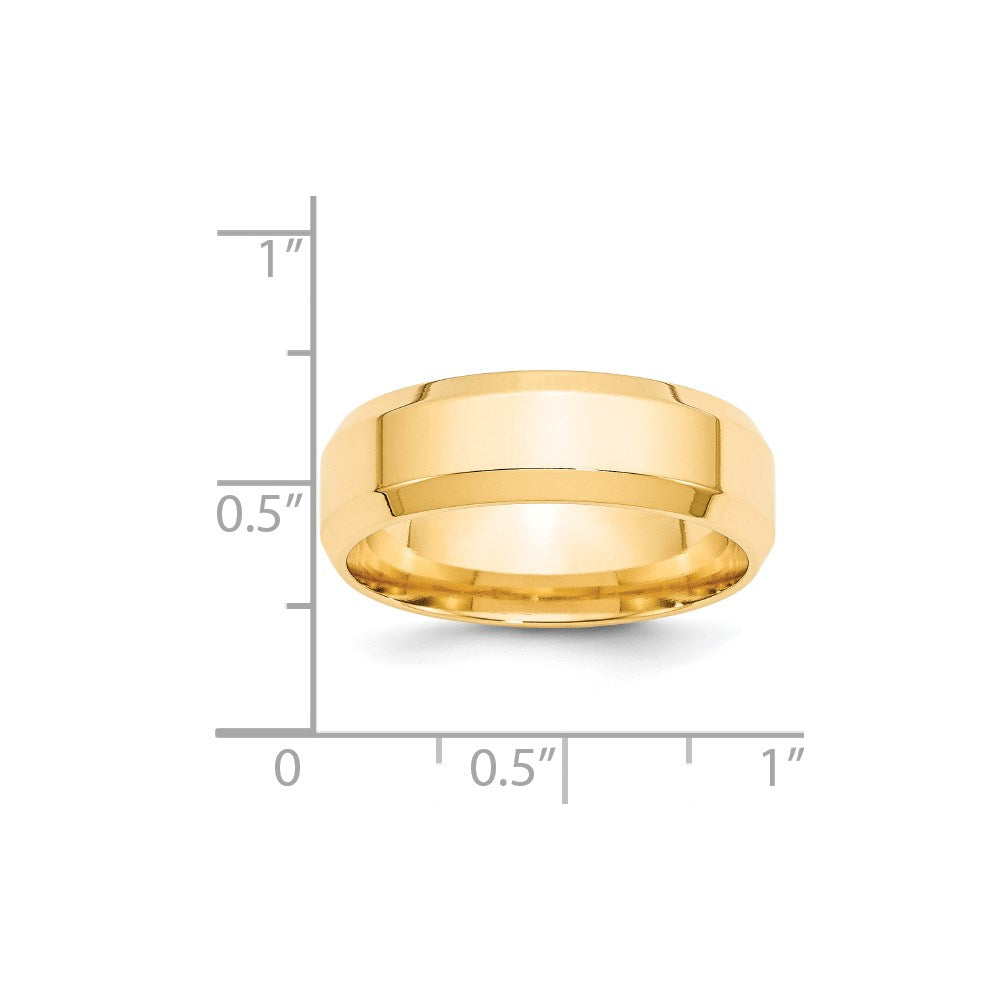 14k Yellow Gold 7mm Beveled Edge Comfort Fit Wedding Band Size 12-BEC070-12