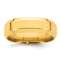 14K Rose 7mm Bevel Edge Comfort Fit Band-RBEC070