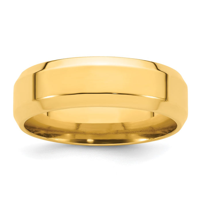 14K Rose 7mm Bevel Edge Comfort Fit Band-RBEC070