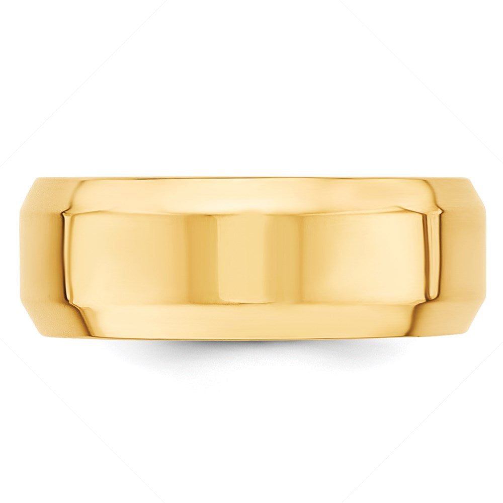 14k Yellow Gold 8mm Beveled Edge Comfort Fit Wedding Band Size 10.5-BEC080-10.5