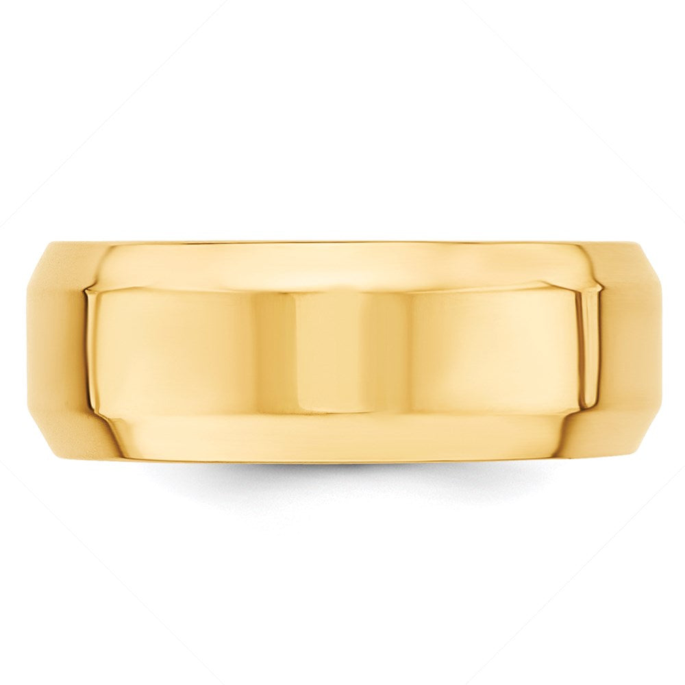 14k Yellow Gold 8mm Beveled Edge Comfort Fit Wedding Band Size 9-BEC080-9