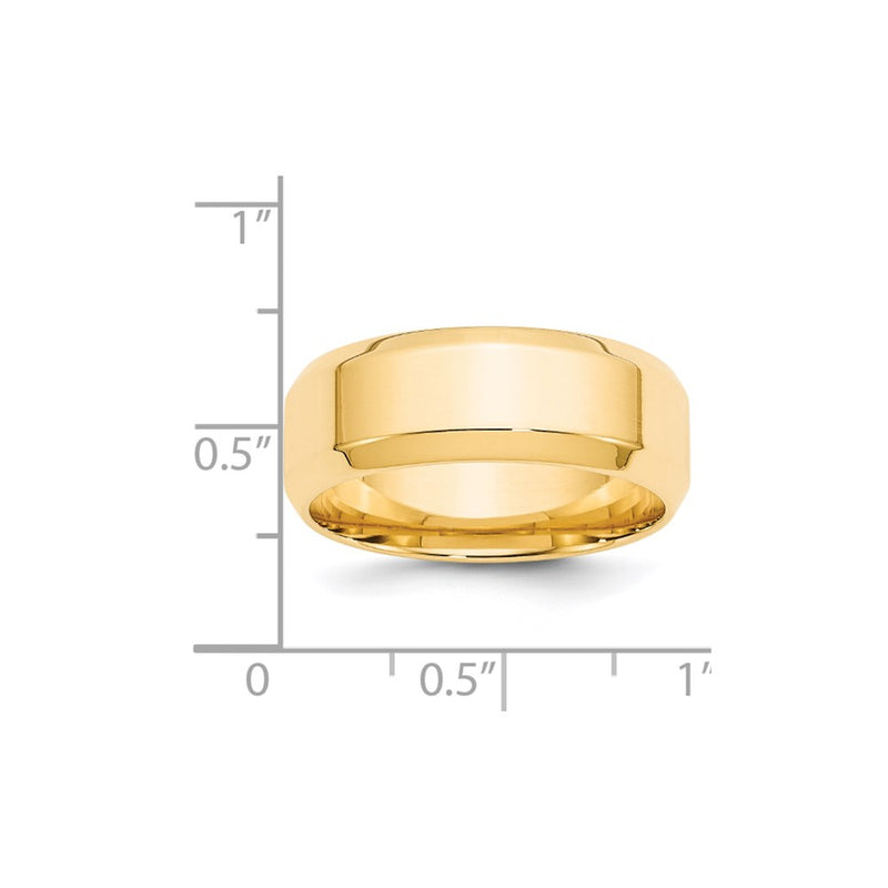 14k Yellow Gold 8mm Beveled Edge Comfort Fit Wedding Band Size 9-BEC080-9