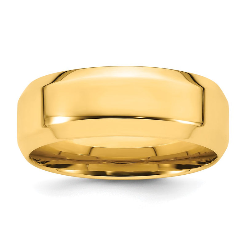 14k Yellow Gold 8mm Beveled Edge Comfort Fit Wedding Band Size 11.5-BEC080-11.5