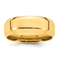 14k Yellow Gold 8mm Beveled Edge Comfort Fit Wedding Band Size 14-BEC080-14