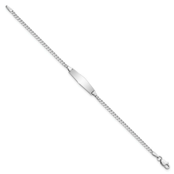 14k WG Soft Diamond Shape Flat Curb Link ID Bracelet-BID103CW-6
