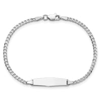 14k WG Soft Diamond Shape Flat Curb Link ID Bracelet-BID103CW-6