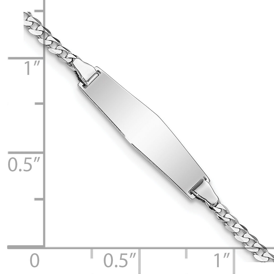14k WG Soft Diamond Shape Flat Curb Link ID Bracelet-BID103CW-6