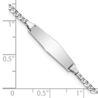 14k WG Soft Diamond Shape Flat Curb Link ID Bracelet-BID103CW-6