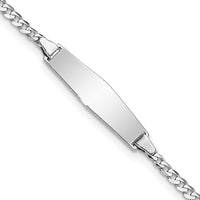 14k WG Soft Diamond Shape Flat Curb Link ID Bracelet-BID103CW-6