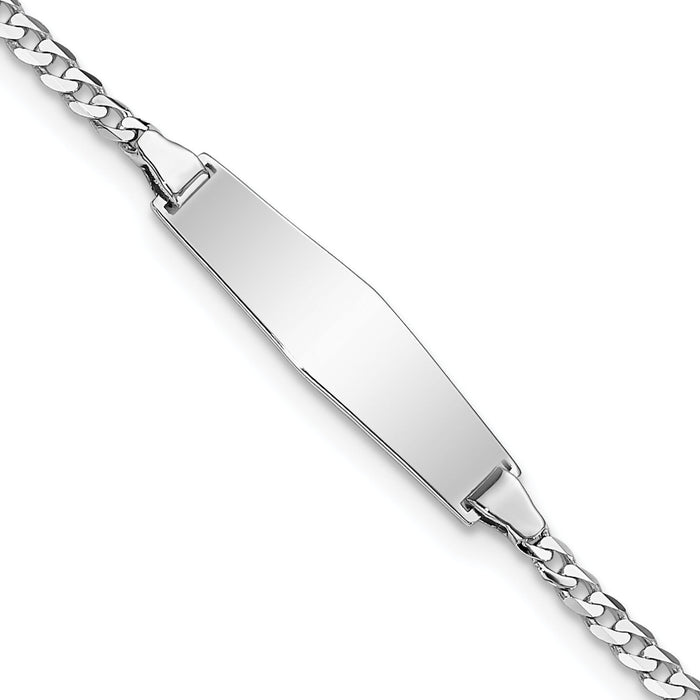 14k WG Soft Diamond Shape Flat Curb Link ID Bracelet-BID103CW-6